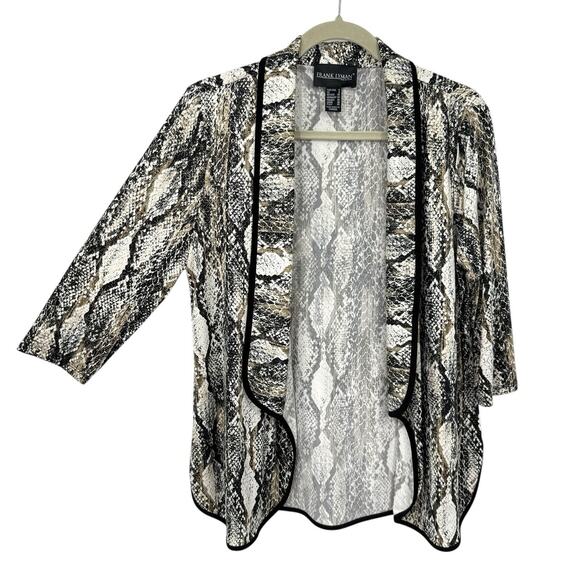 Frank Lyman Animal Metallic Print Cardigan Jacket Size 6 Open Shrug Slinky Knit - Picture 4 of 11